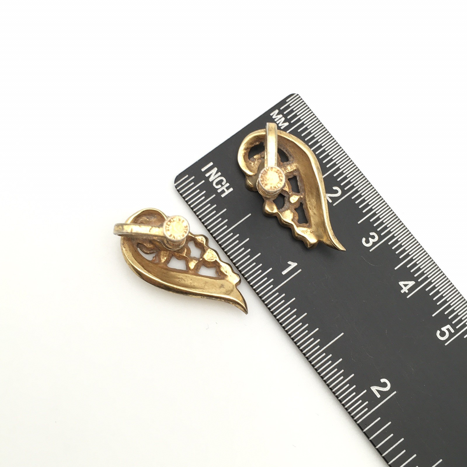 Vintage Sterling Silver Gold Dip Flower Screw Back Earrings 7g #87