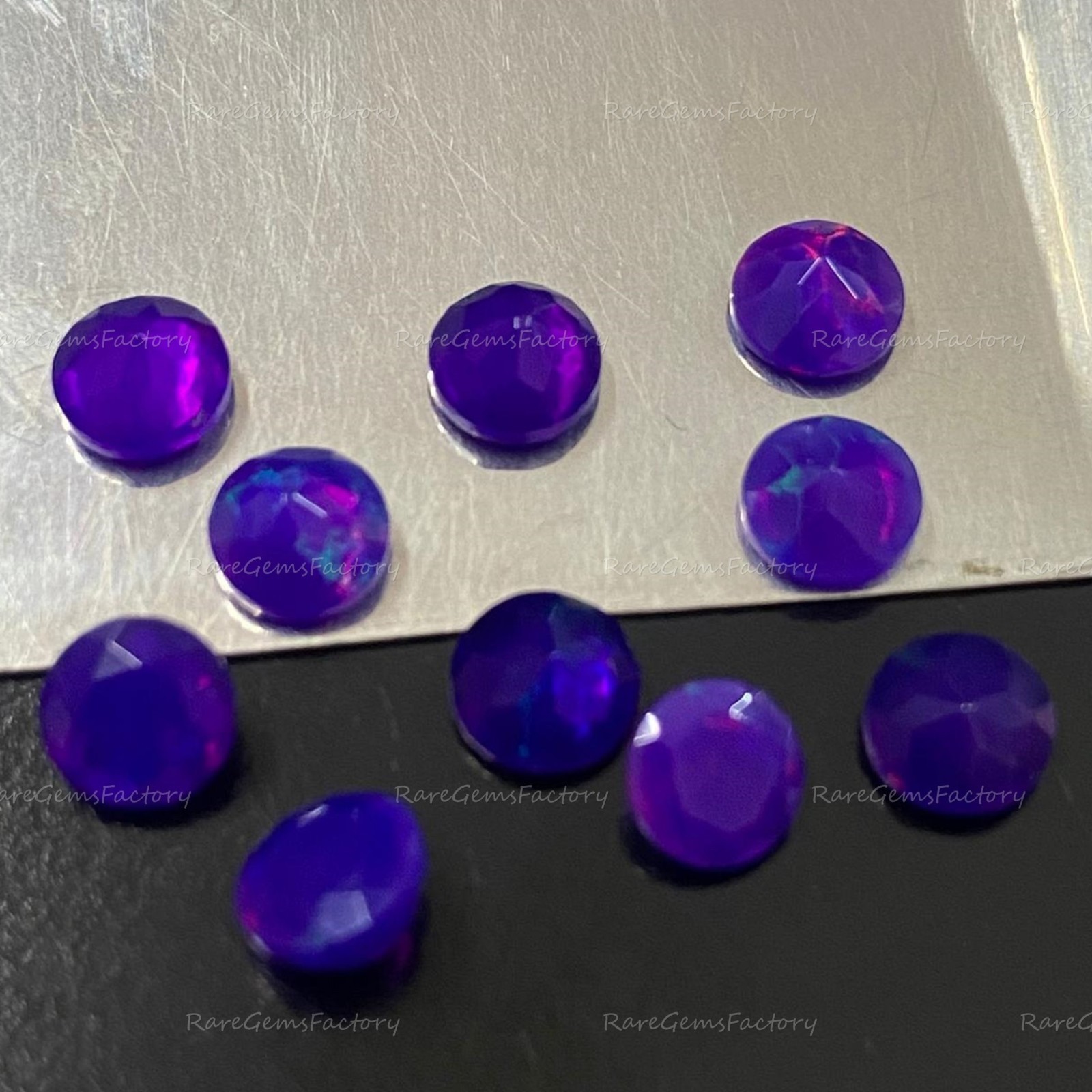 Natural Purple Ethiopian Opal Round Faceted Cut AAA Grade Calibrated Gemstones
