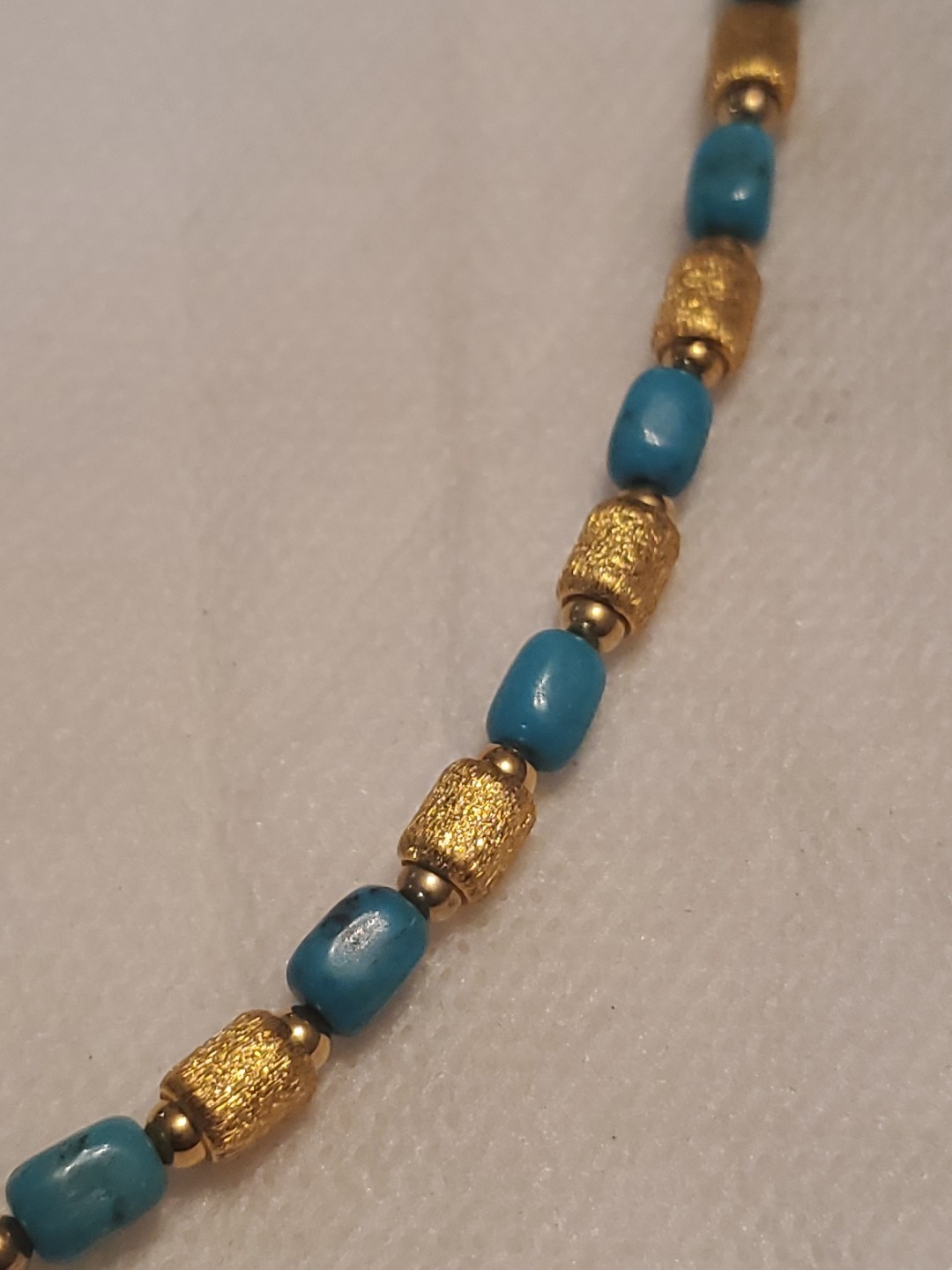 Bronze Italia 18″ Turquoise And Brushed Satin Nuget Necklace Yellow.