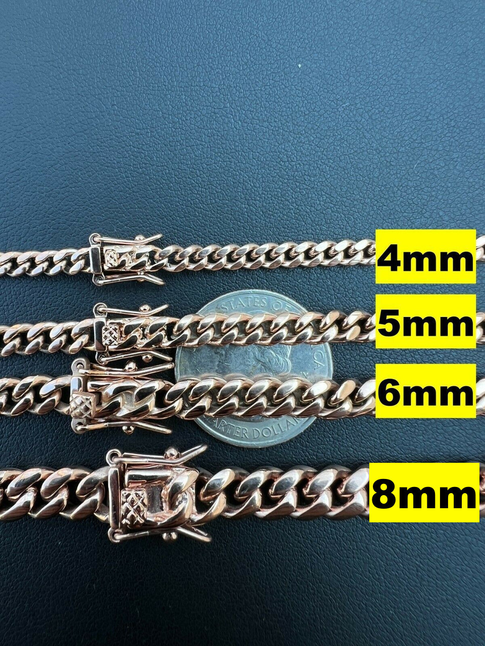 Miami Cuban Link Bracelet Rose Gold Plated Stainless Steel 4-18mm