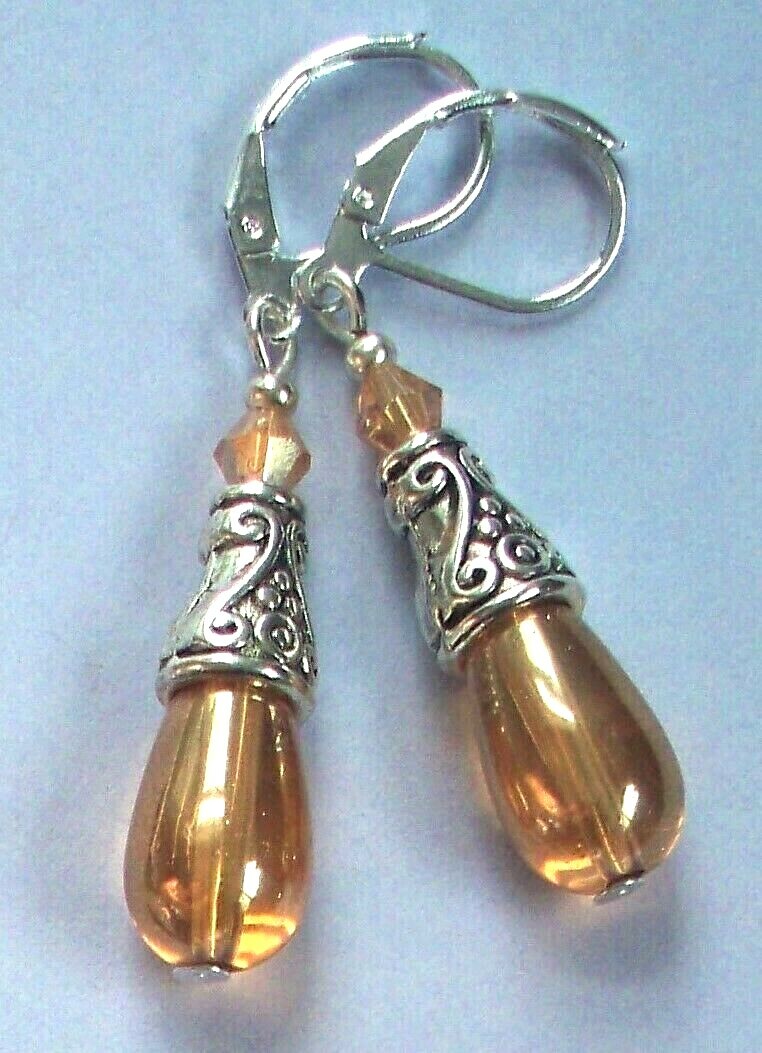 assorted COLORIZED CRYSTAL TEARDROPS Lever back CHOOSE XX
