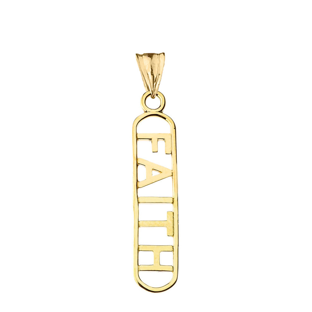 Solid Gold “FAITH” Pendant Necklace (Available in Yellow/Rose/White Gold)