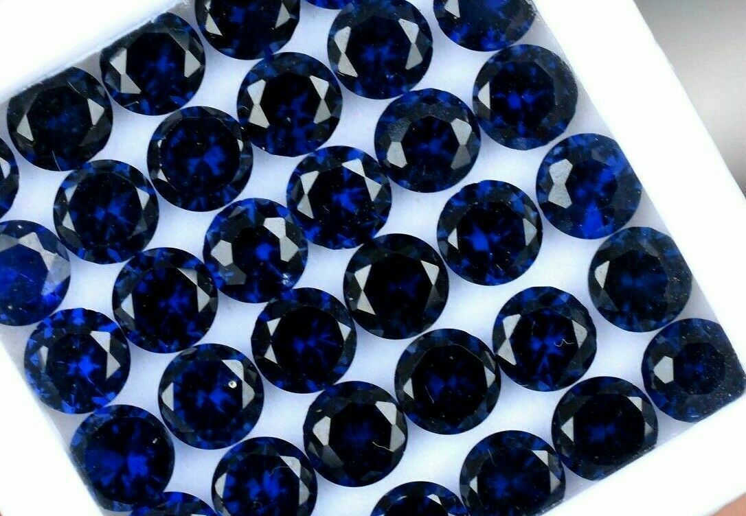 50 PCS Natural Sapphire Gemstone Certified Ceylon Blue Round Shape 6 MM Lot