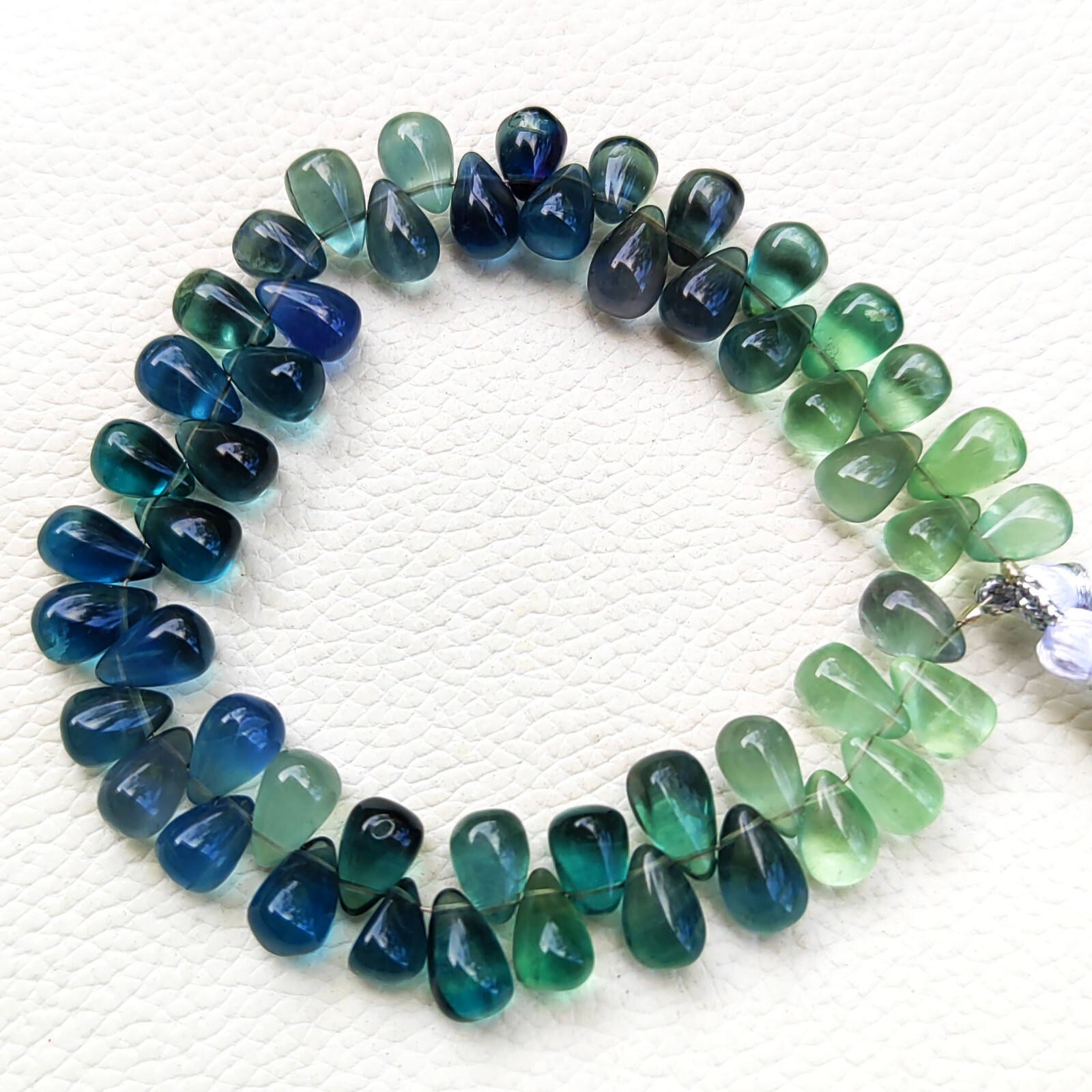 Natural Rainbow Fluorite Gem 10×6 mm Size Smooth Teardrop Beads 8″ Strand