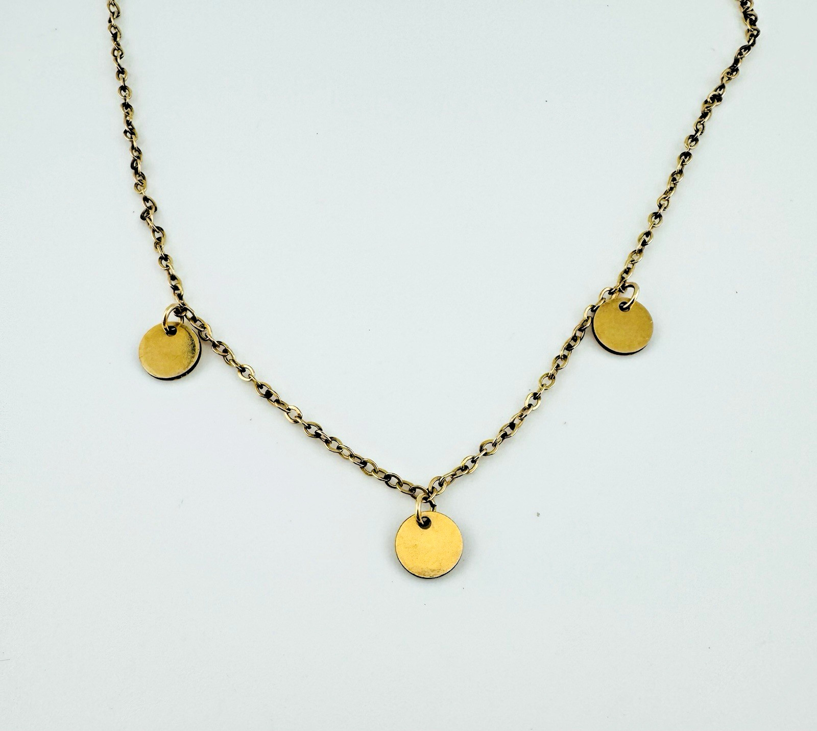Vintage 14K Gold Filled 1/20 Disc Charm Necklace 15 Inch Minimalist