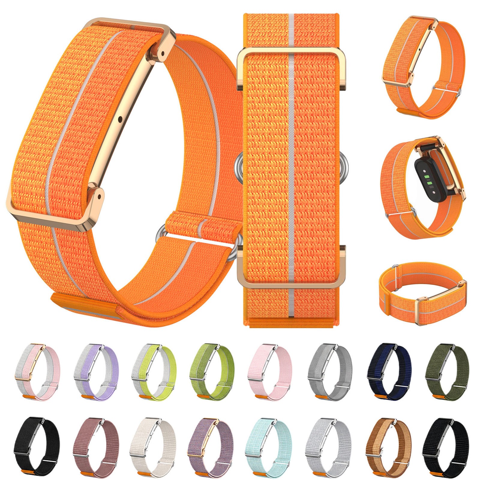For Google Fitbit Air (2026) Nylon Sports Adjustable Loop Strap Band+Meta Case