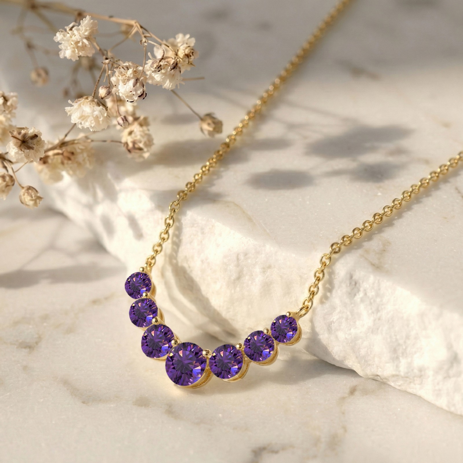Natural Amethyst Necklace, Purple Gemstone Bar Necklace, Minimalist Jewelry Gift