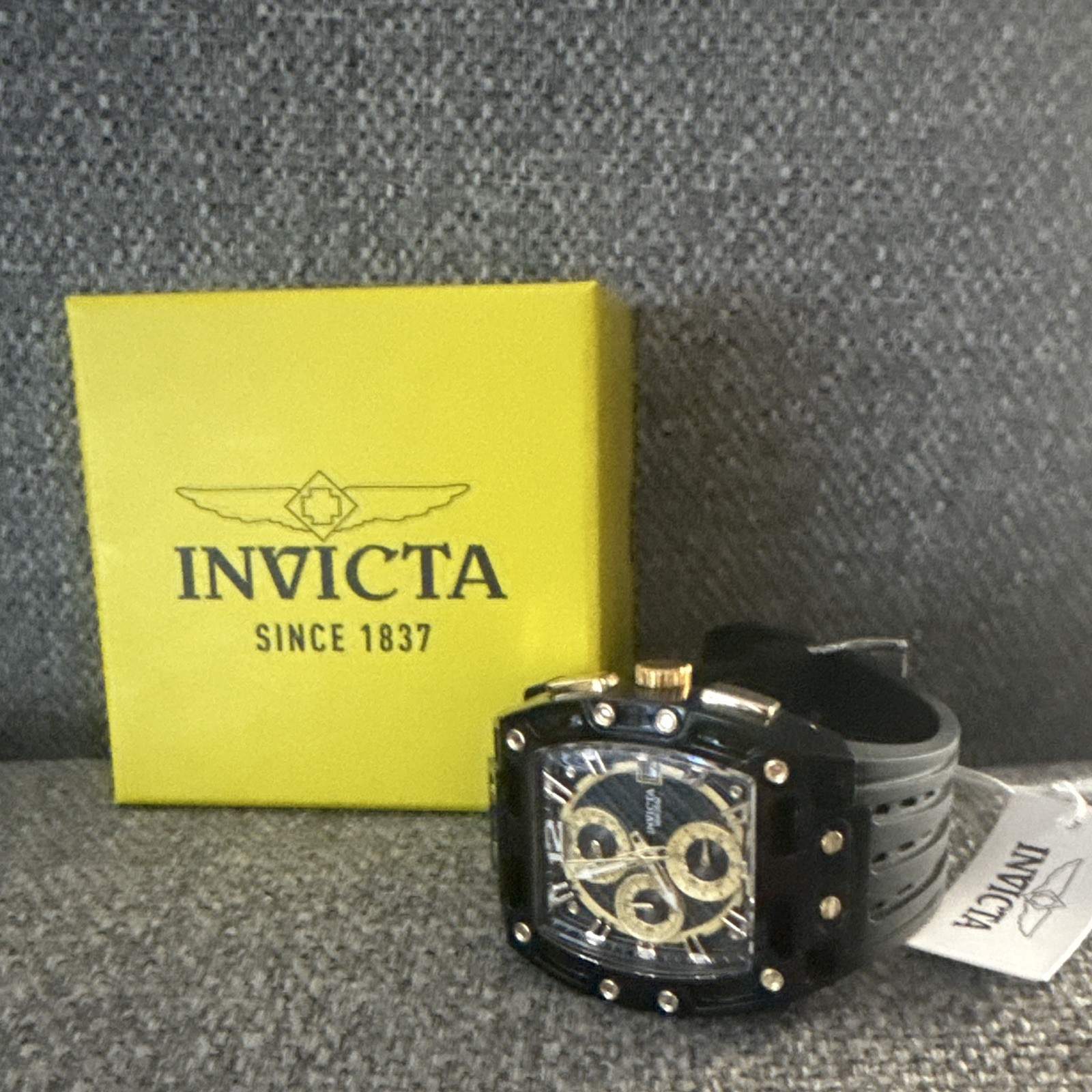 Invicta S1 Rally Allogrip Men 42mm Black Tone Case Black+Gold Metal Dial