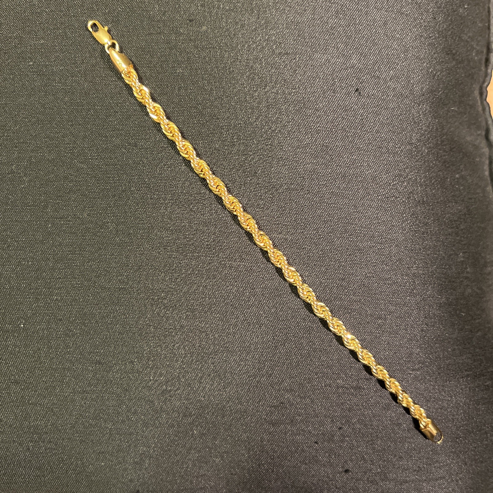 TWO 4MM 8INCH 14KT GOLD ELECTROPLATED 10x DIAMOND CUT ROPE BRACELETS