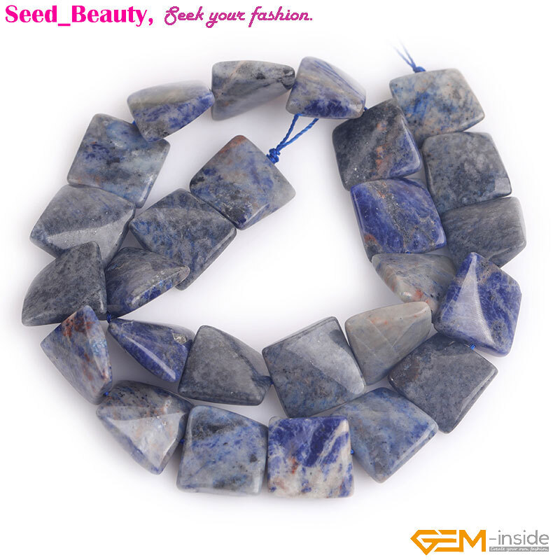 16mm Twist Square Natural Gunine Gemstone Beads For Jewelry Making 15″ 16mm DIY