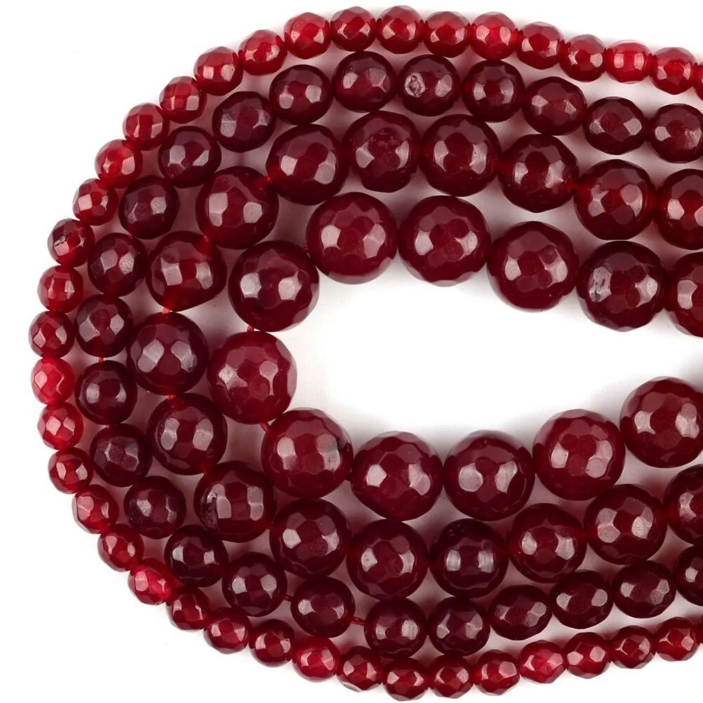 Natural Rare Red Jade and Green Jade Round Loose Beads Gemstone 4mm/6mm/8mm/10mm