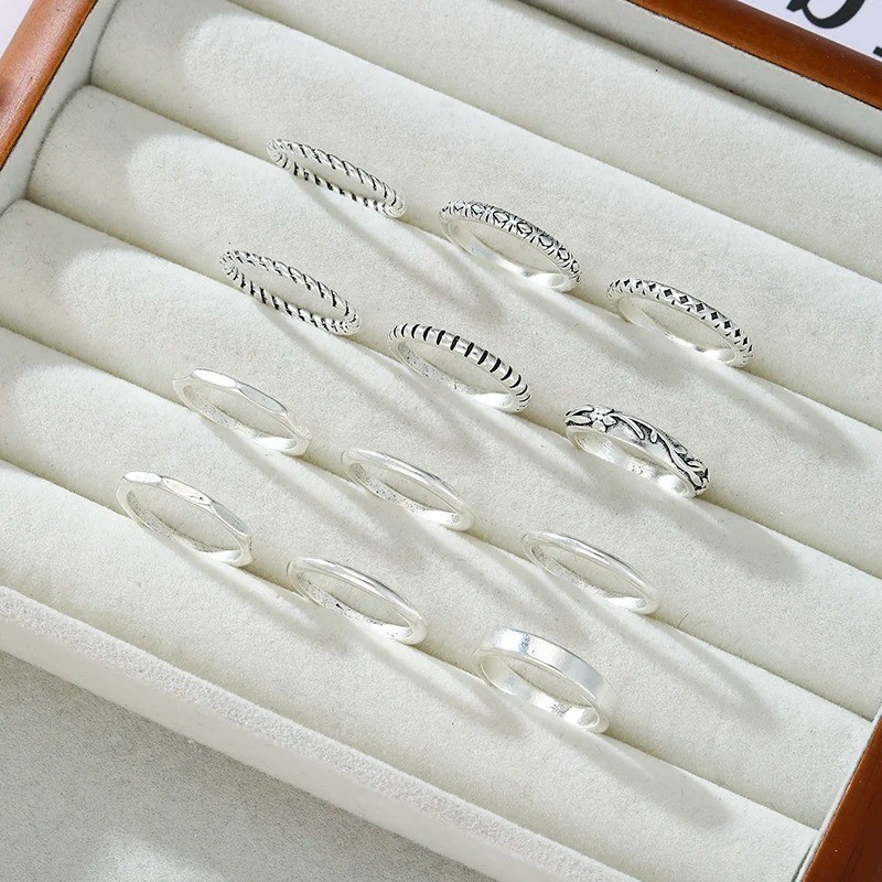 12 Set OF Stacking Silver Ring, 925 Sterling Silver, Dainty Silver Ring, – USA