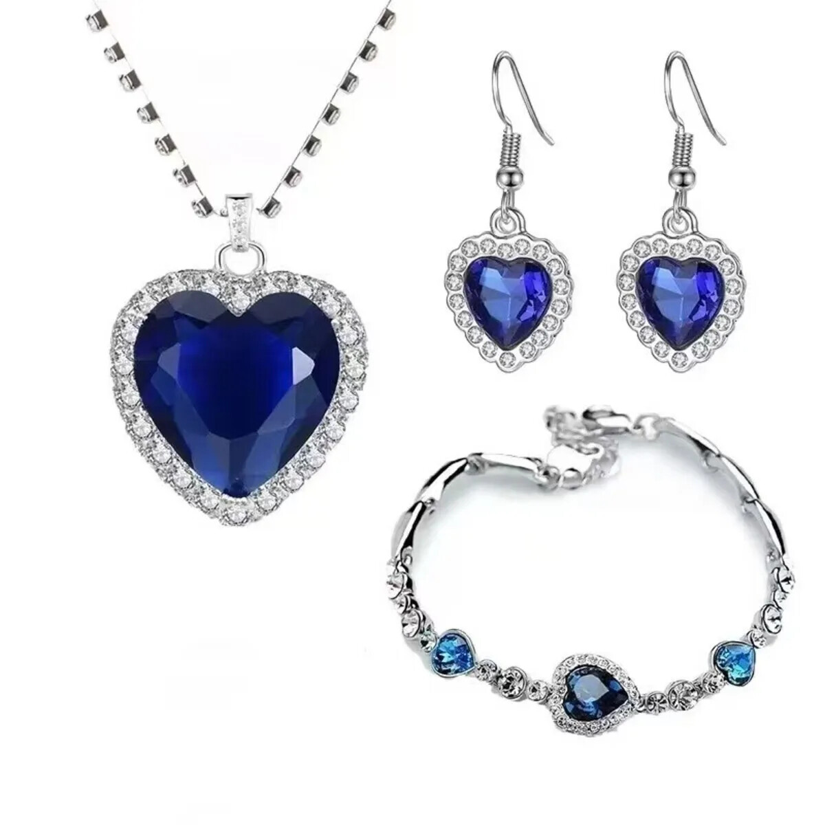 Titanic Heart Of the Ocean Women Blue Crystal Necklace with Luxury Velvet Bag