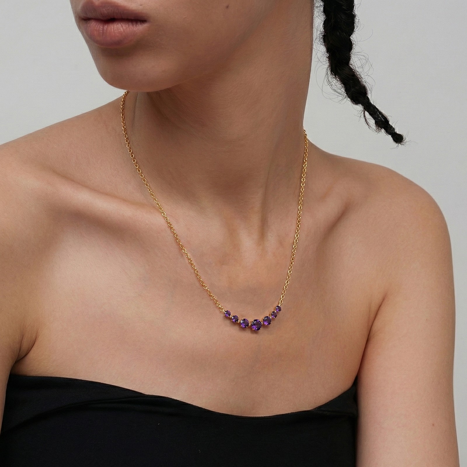 Natural Amethyst Necklace, Purple Gemstone Bar Necklace, Minimalist Jewelry Gift