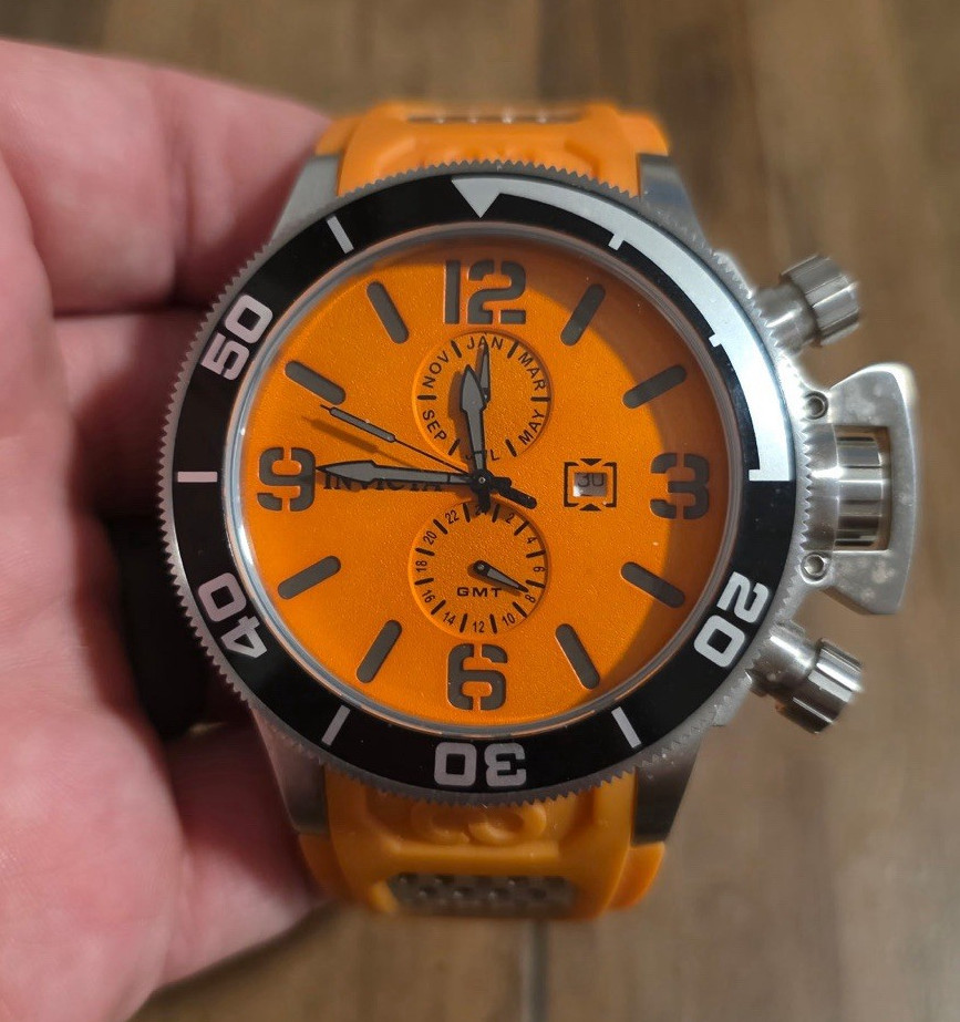 Invicta Corduva Men’s Quartz 200m Orange Dial Orange Rubber Strap Black Bezel