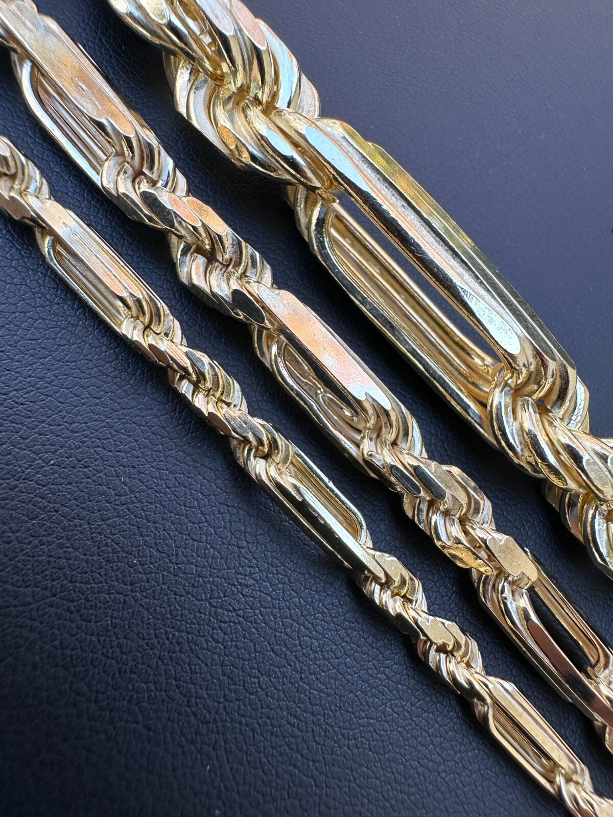 FigaRope Milano Chain Real Solid 14K Gold Plated 925 Silver Necklace Bracelet