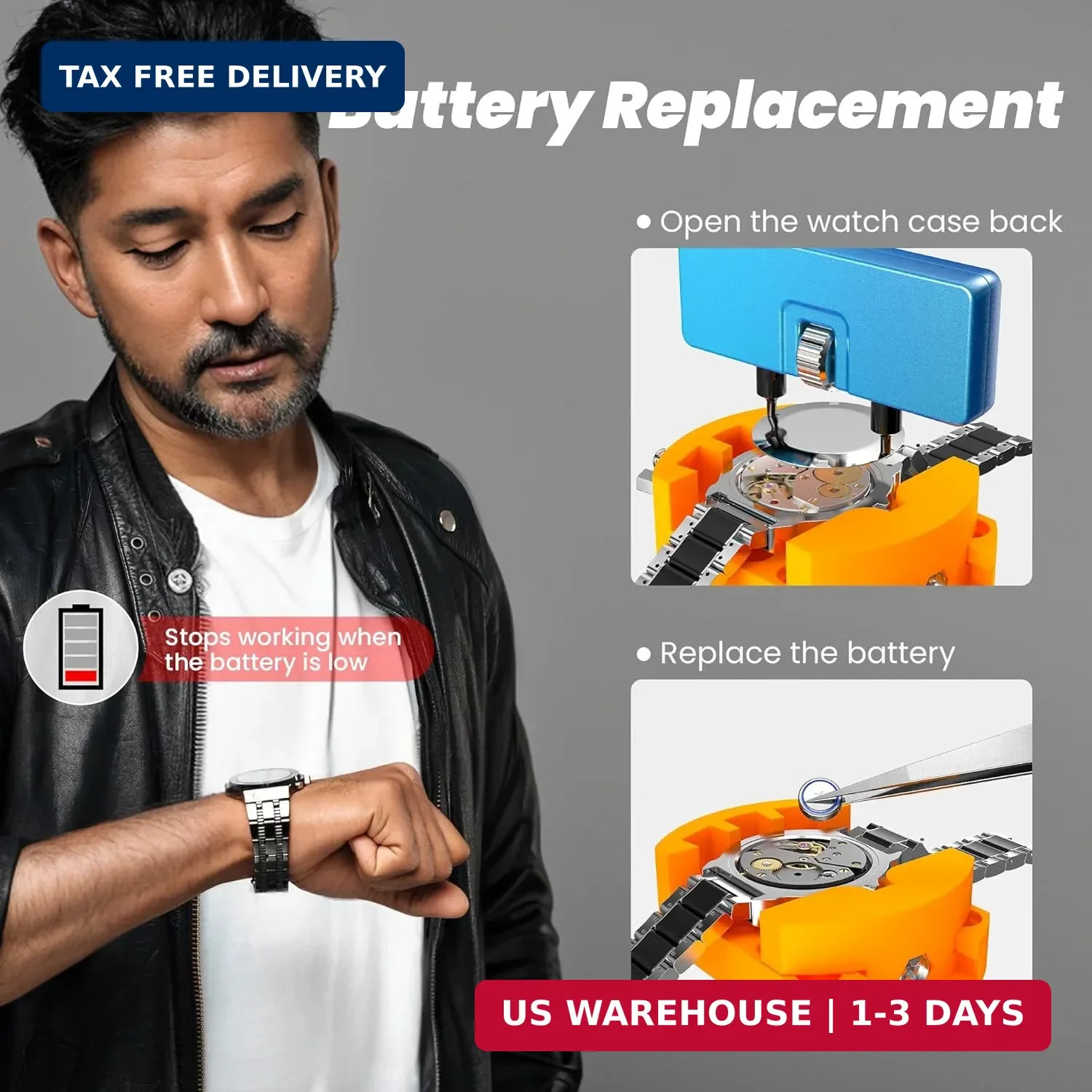 JOREST Watch Battery Replacement Kit, Watch Repair Screwdriver, Watch Band Repla