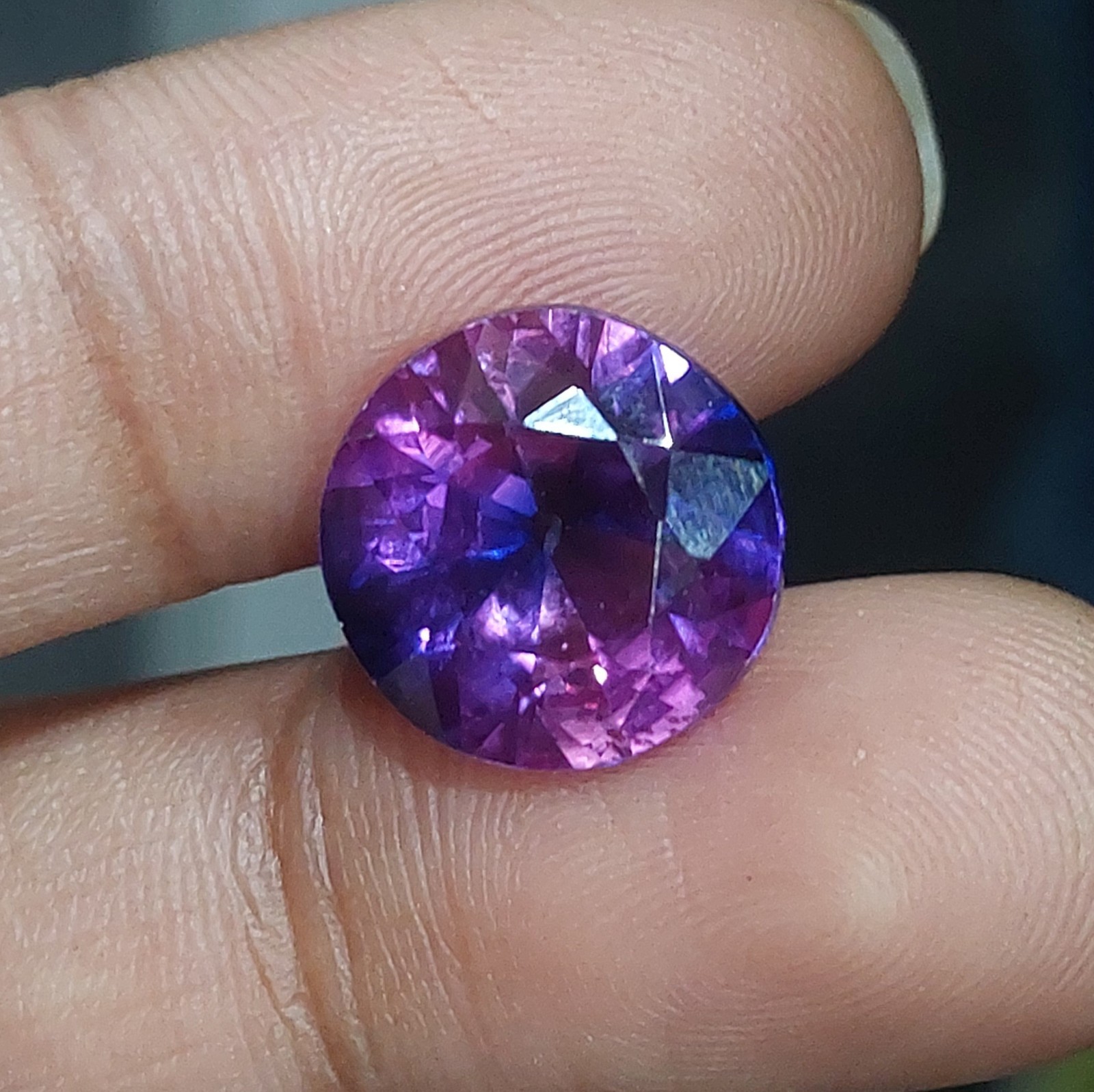 2 Lab Created Purple Blue Sapphire 9.40Ct each Round Cut Loose Gems 11x11mm Pair