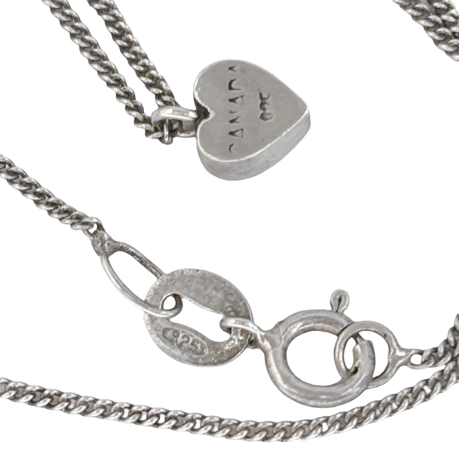 Vintage Canada 925 Sterling Silver Cubic Zirconia Pendant Necklace 16″