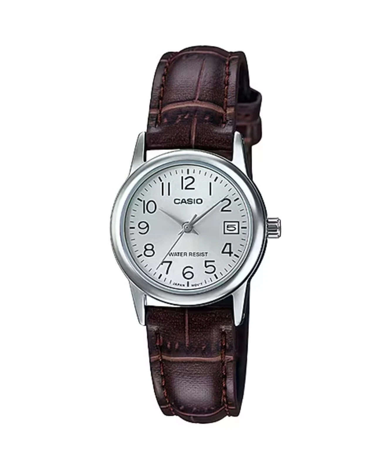 Casio Women’s Silver Dial Brown Leather Strap Watch – Casio LTP‑V002L‑7B2UDF