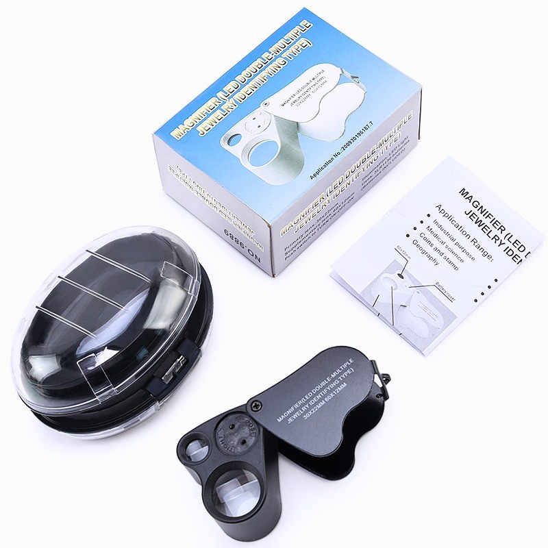30X 60X LED Illuminated Jewelers Eye Loupe Foldable Magnifier Glass for Jewelry