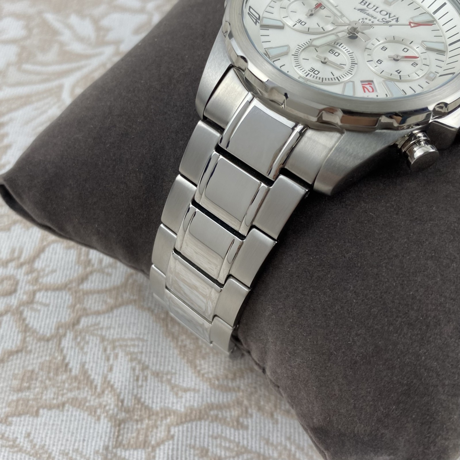 Bulova Marine Star 96B255 White Dial Stainless Chronograph Men’s Quartz Watch