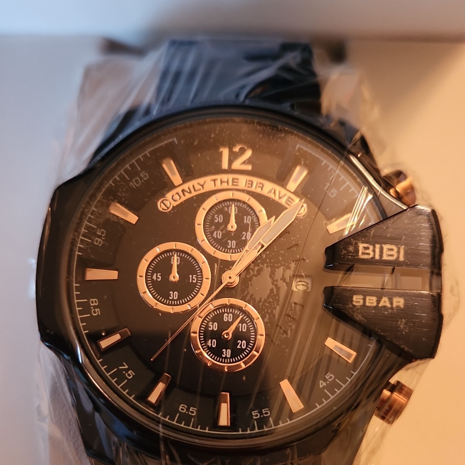 BIBI Luxury Watch Quartz Black Dial Black Rubber Strap 50m w/ Box/Manual