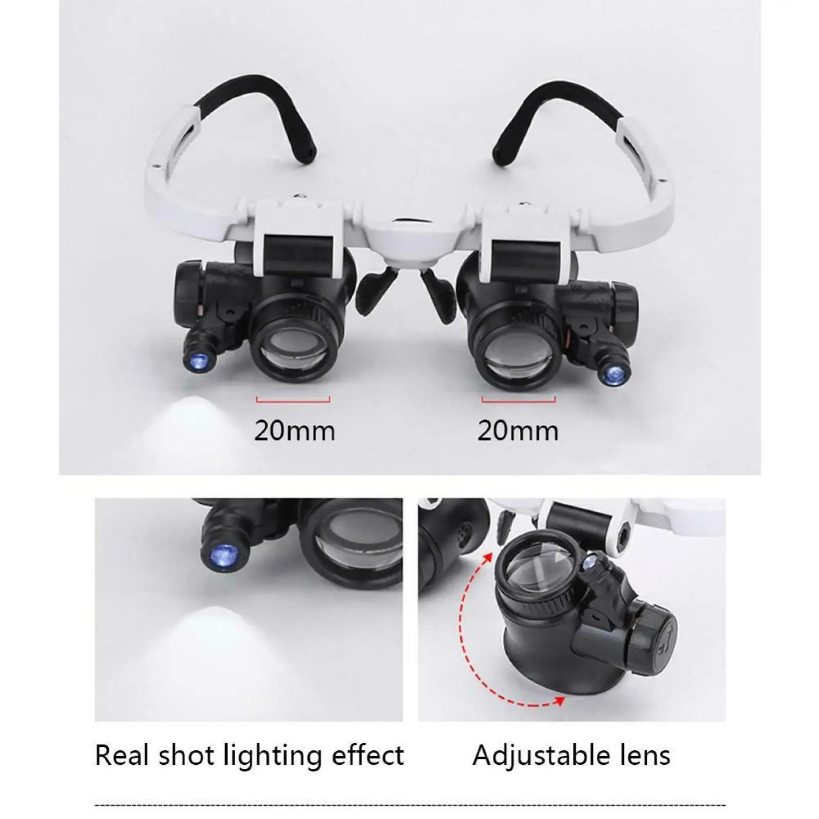 8X 15X 23X Adjustable Dual Polished Crystal Acrylic Lens Jewelry Watch Repair Ma
