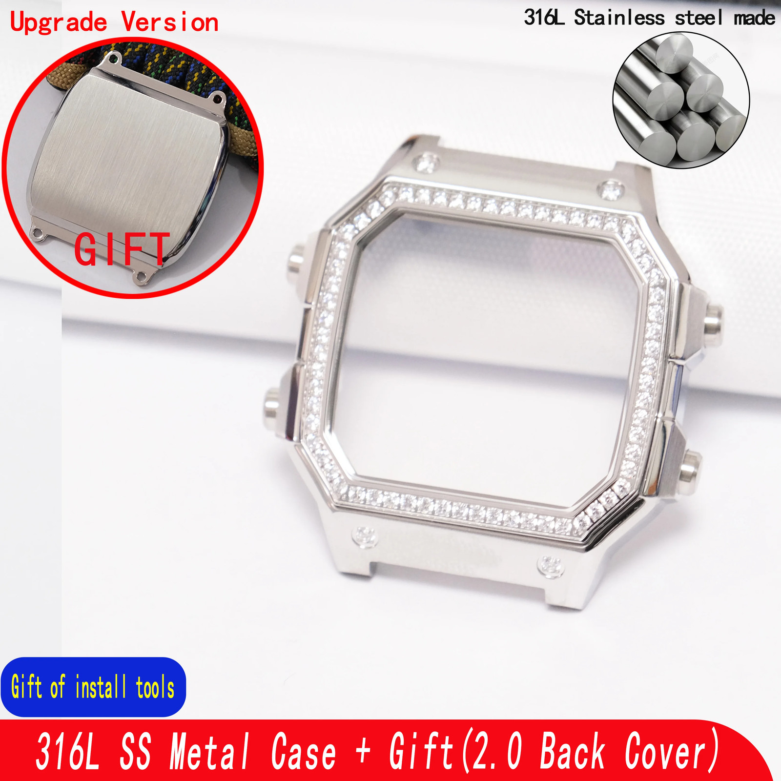 Replacement Watch Case for AE1200 AE1300 316L Steel Mod Kit Compatible with 3299
