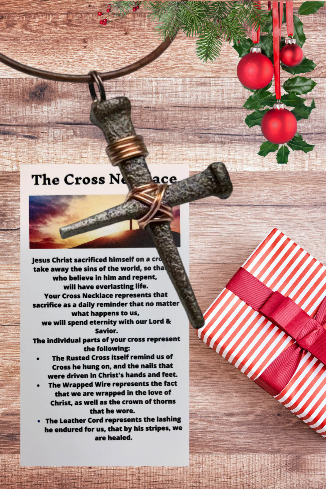 Rustic Steel Nail Silver Cross Pendant – Handmade Christian Necklace for Men