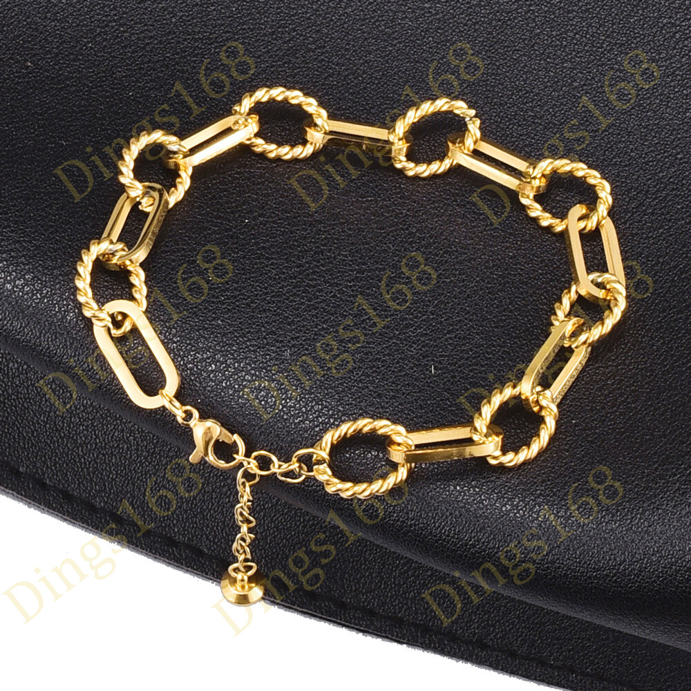 Genuine 18K Yellow Gold Filled High-Polished 9.5mm Rectangle Link Chain Bracelet