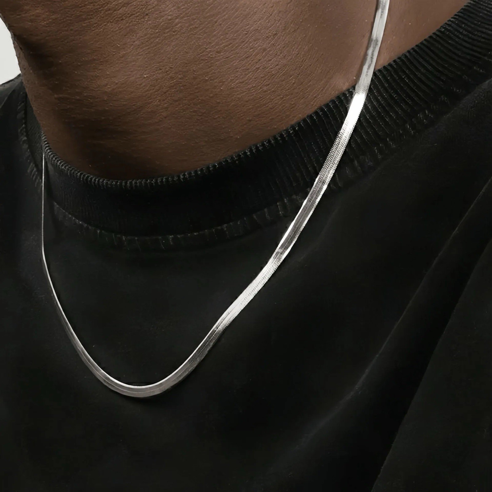 Stainless Steel Herringbone Snake Flat Chain Classic Necklace Men Women 24″