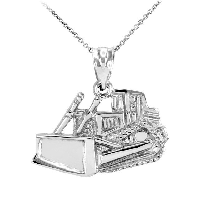 Gold Bulldozer Pendant Necklace (Available in Yellow/Rose/White Gold)