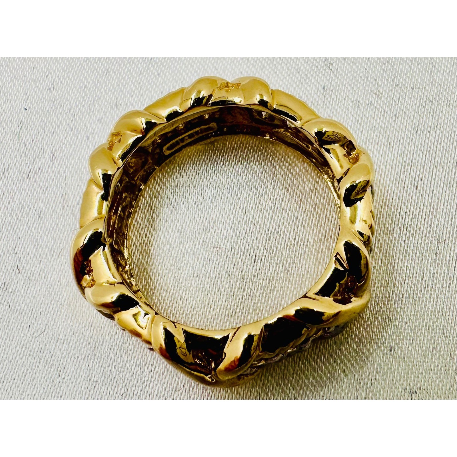 Camrose Cross JBK Gold Tone CZ X Crossover Rope Eternity Ring Size 6 Thailand