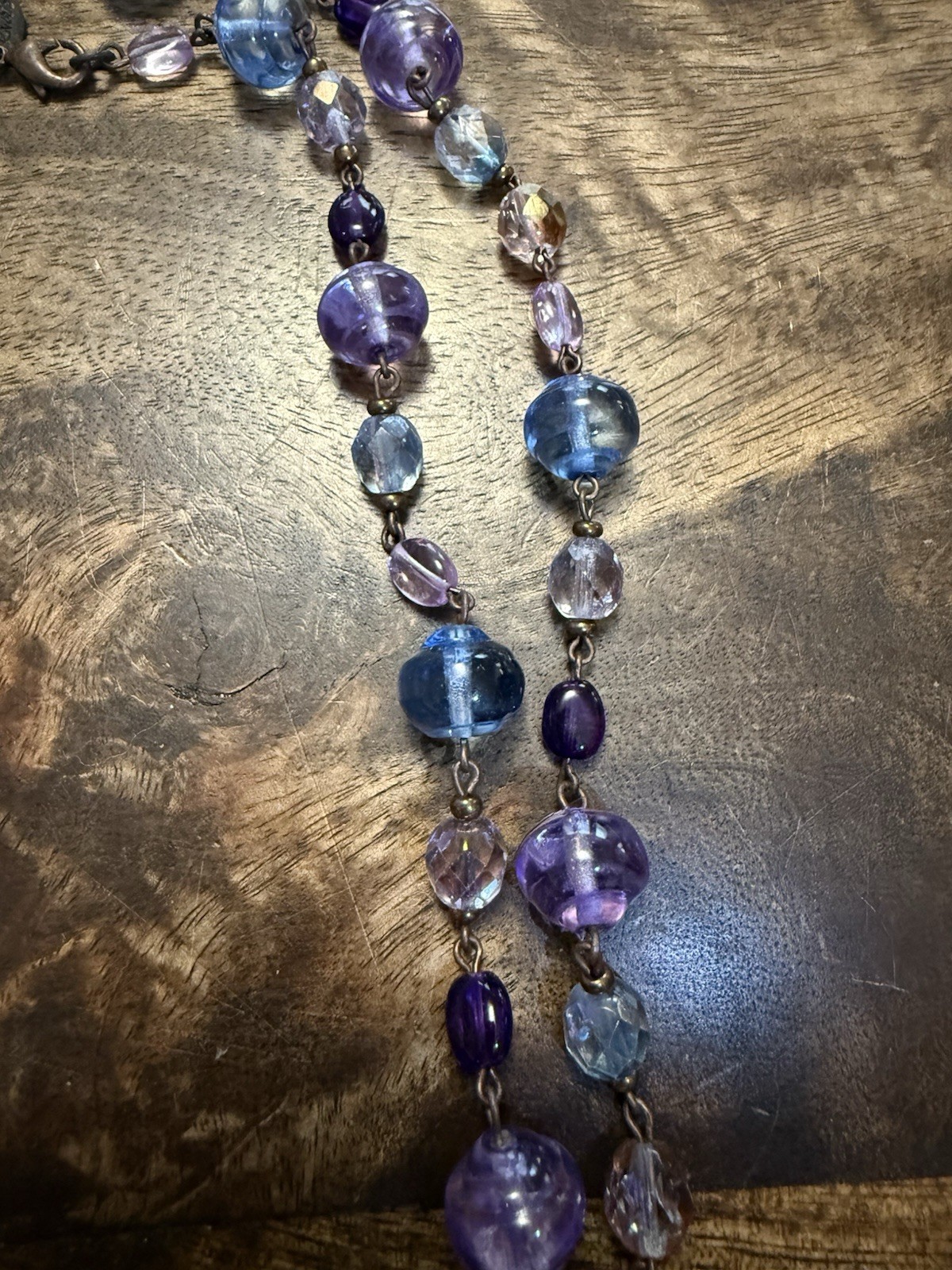 Joan Rivers Czech Republic Blue/Purple/Multi Glass Linked Bead Necklace, 48”