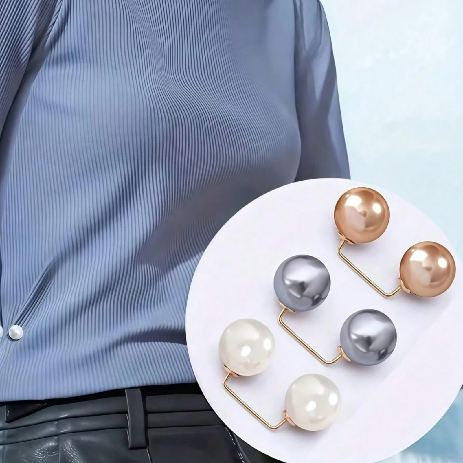 Faux Pearl Brooch Pins 3p Women Pearl Pin Sweater Shawl Clips DIY Craft Supplies