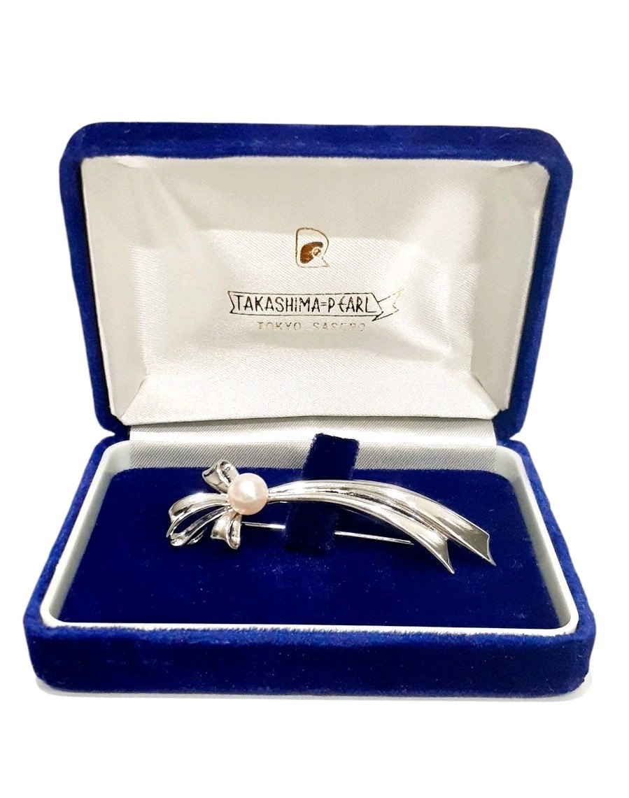 Vintage Sterling Silver Takashima Pearl Brooch Rare SEE DESCRIPTION Free Ship!