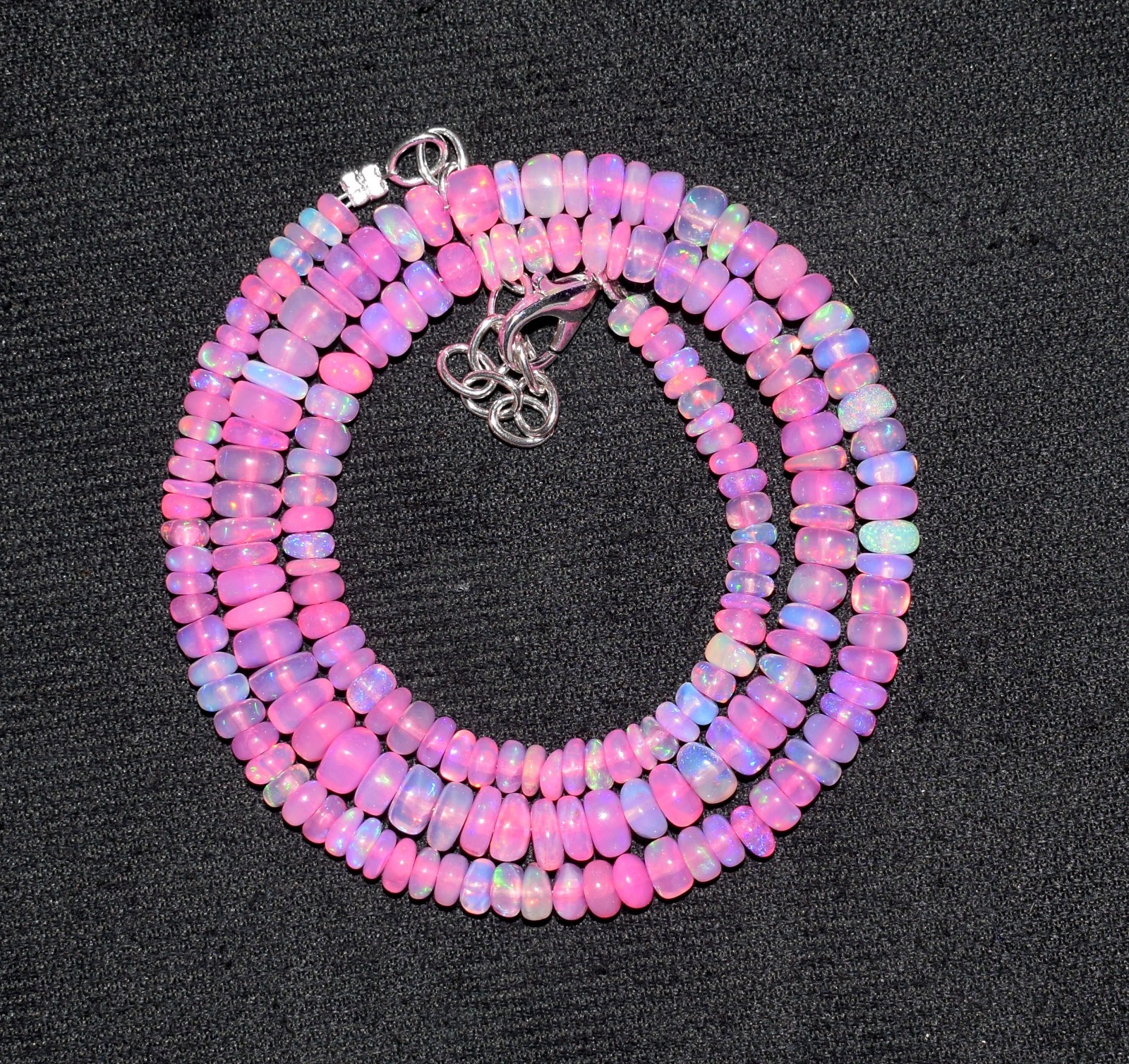 16”Natural Ethiopian Opal Wello Fire Opal Gemstone Bead Necklace AF554