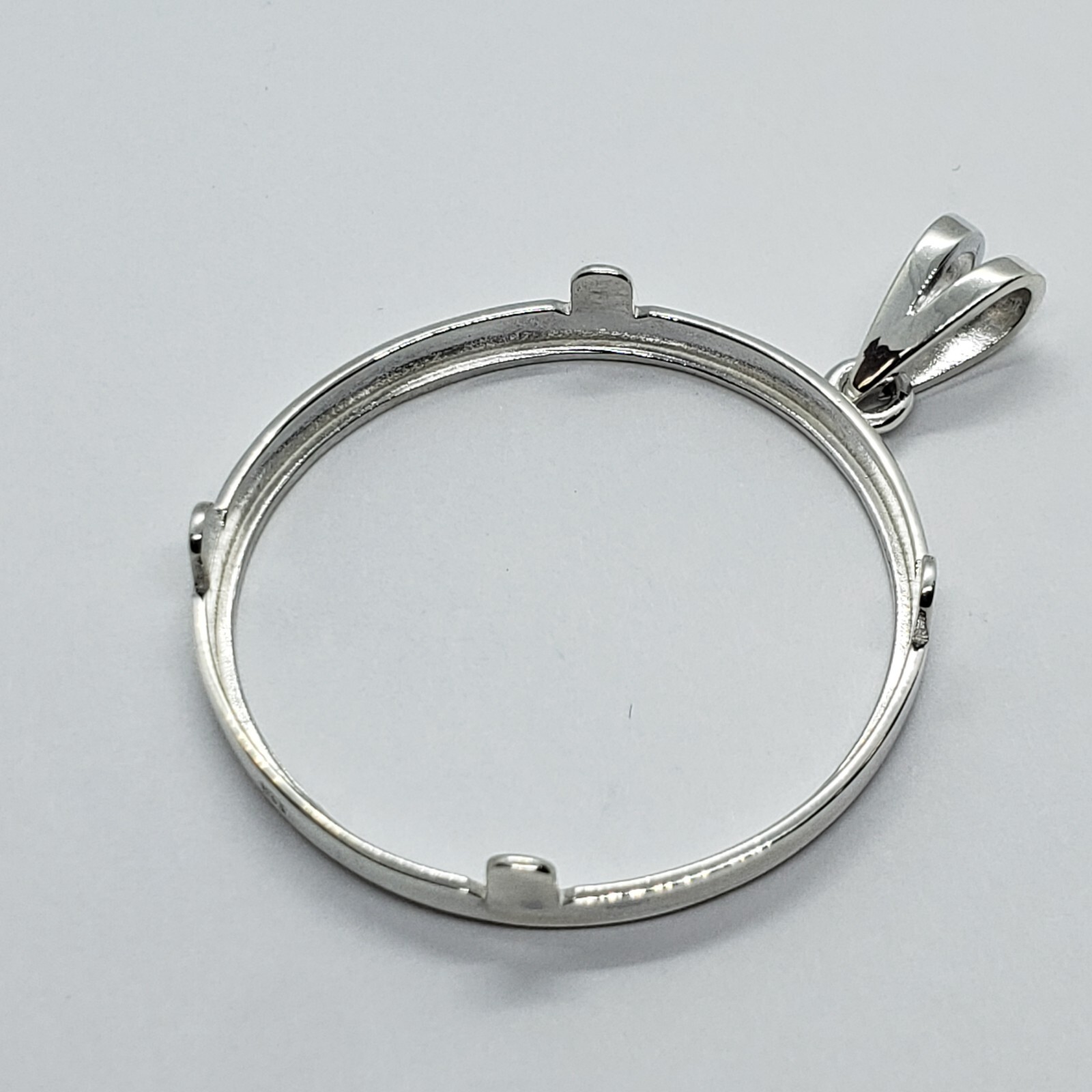 925 Sterling Silver Half Dollar Bezel 30 mm Coins Prong Back Round Edge 50 Cent