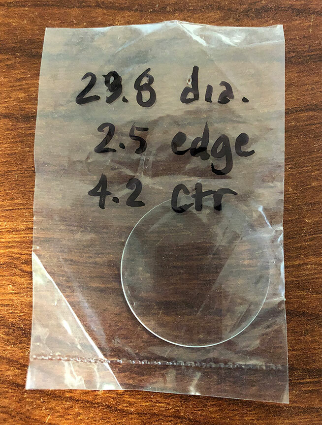 Domed Flat Bottom Mineral Glass Magnifying Watch Crystal – 29.8mm dia 2.5mm edge