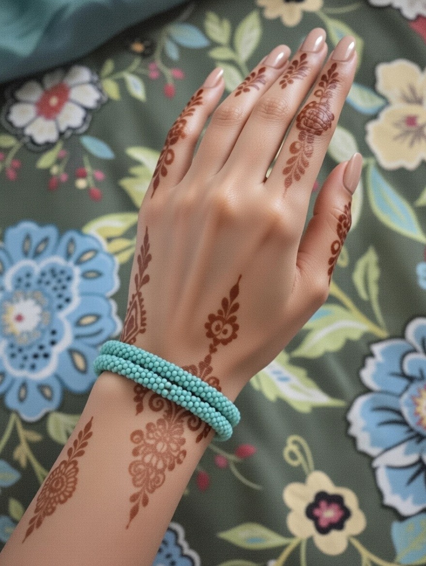Set of 2 Handmade Glass Seed Bead Crochet Bracelets Solid Color Boho Nepal Bangl