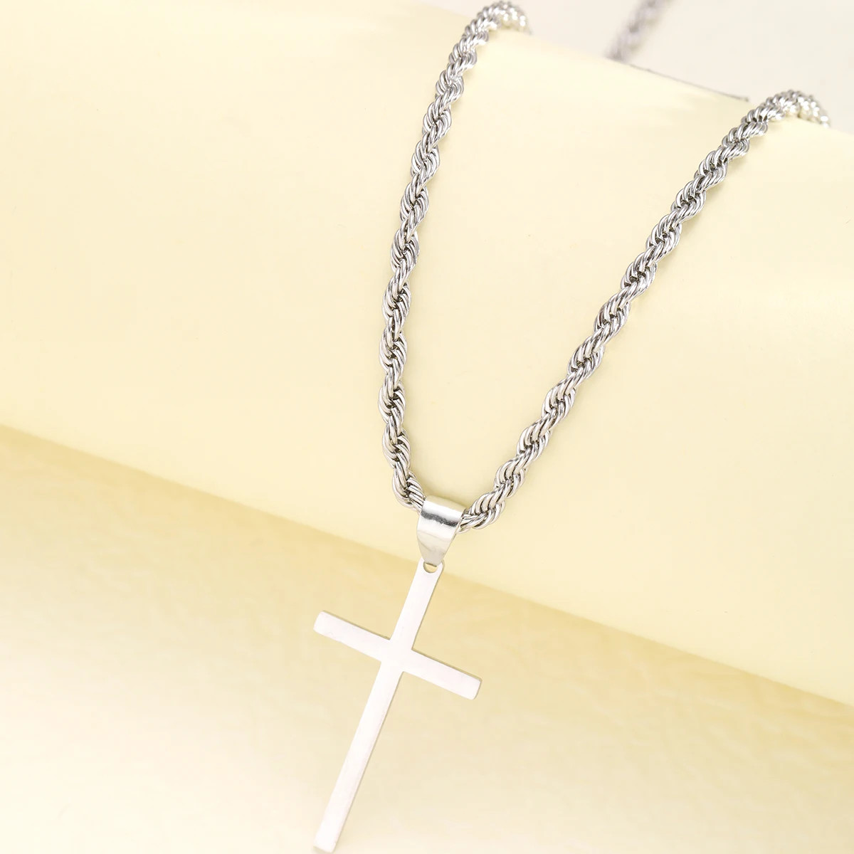 Stainless Steel Cross Pendant Necklace Minimalist Gold Color Jewelry Men Women