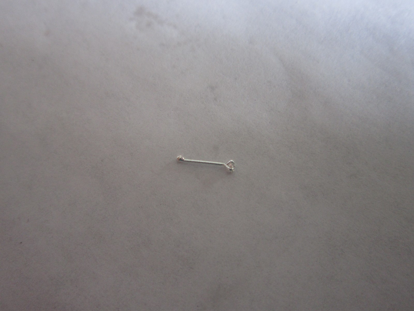 Sterling Silver Nose Stud 1mm CZ 925 silver Ball end round stone 8mm long 24g