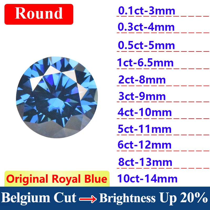 GRA VVS1 Royal Blue 0.1ct-5ct Multiple Shapes Loose Moissanite Wholesale Price