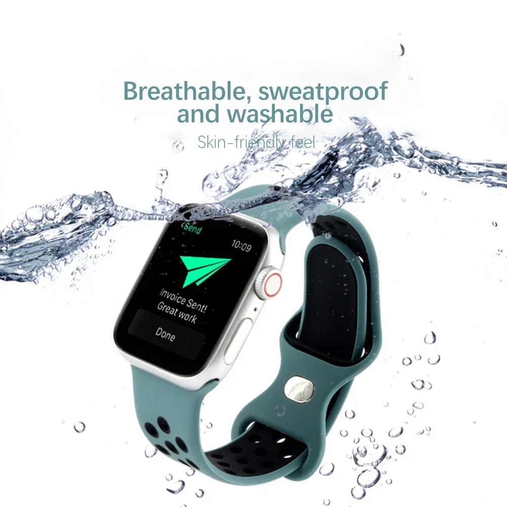 Sport Silicone Band for Apple Watch 11 10 9 8 7 Ultra 3 SE 41/42/44/45/46/49mm