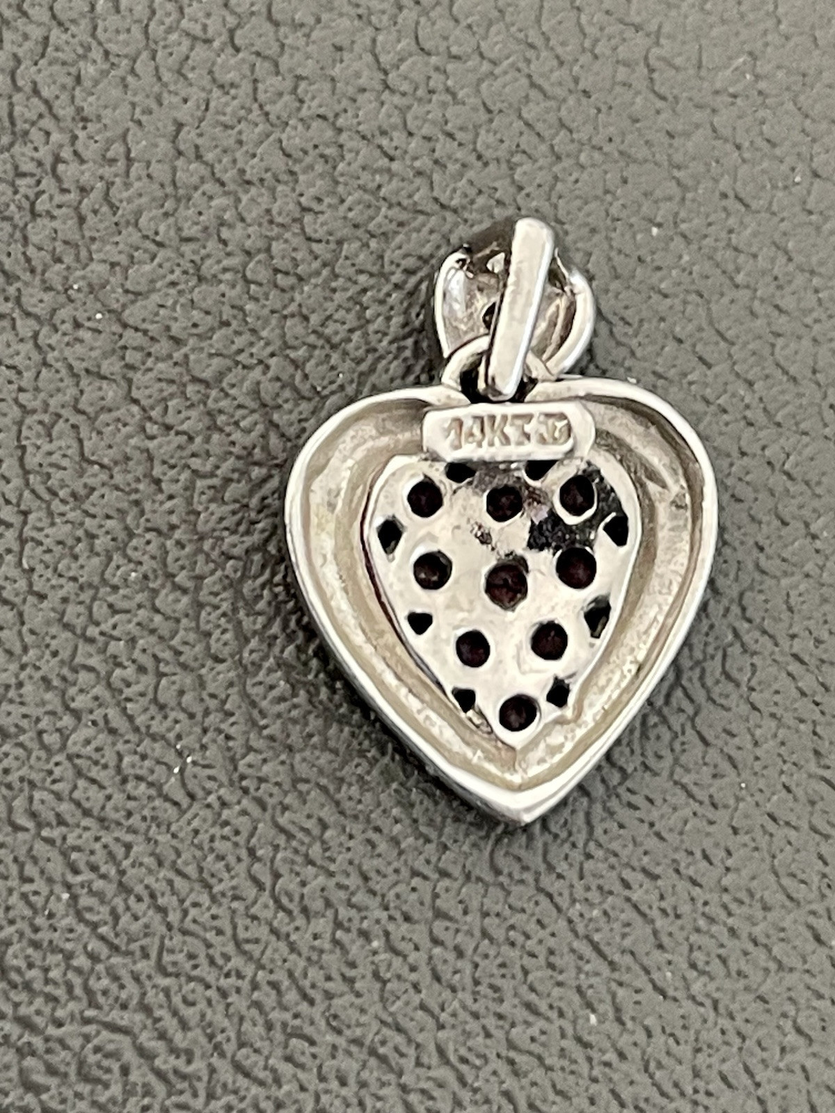 14KT White Gold 0.25CT Rubellite & 0.015CT Diamond Heart Pendant (F14)