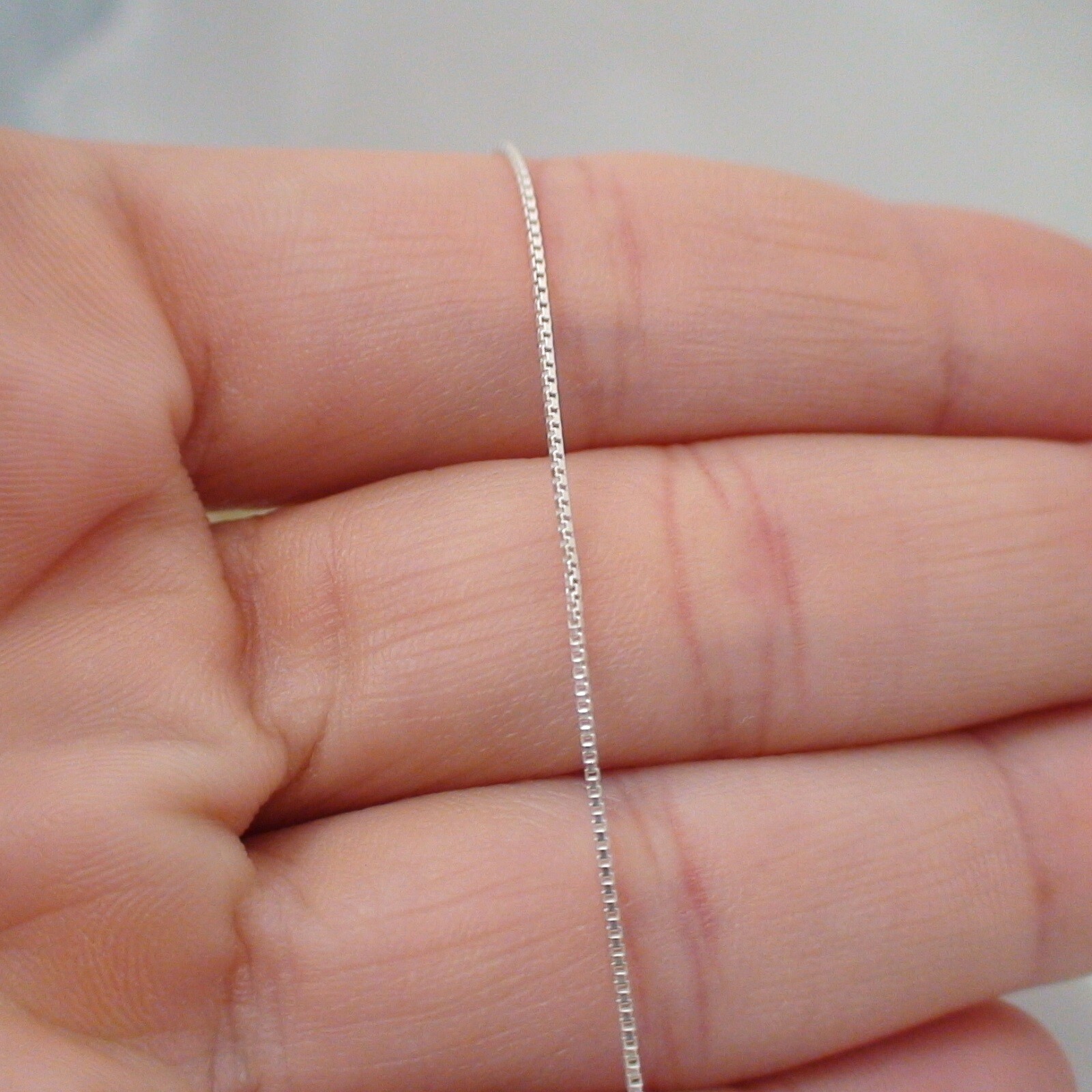 0.9mm Box Chain Necklace – 925 Sterling Silver – 16″, 18″, 20″, 22″, 24″, 30″