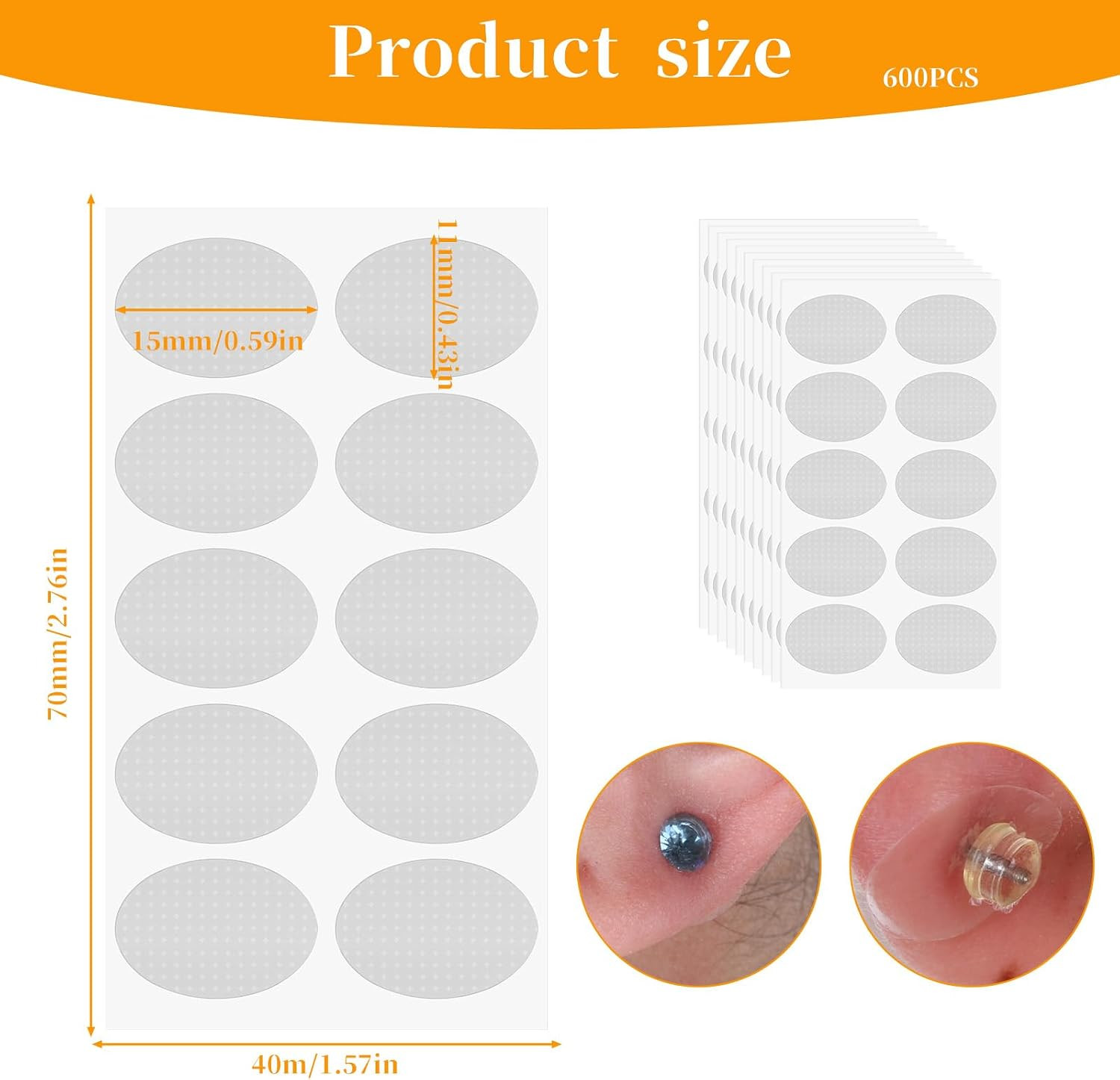 600 PCS Clear Earring Stickers for Heavy Earrings, Ear Lobe Support Patches E…