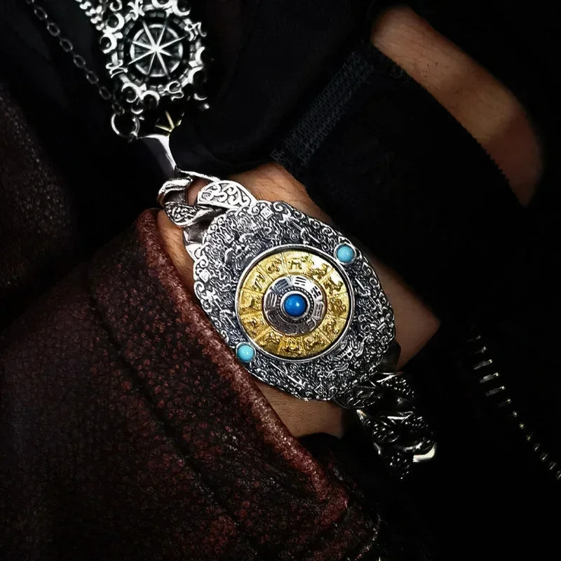 Rotating Bagua Bracelet Men Chinese National Style Guochao Jiugong Jewelry Gift