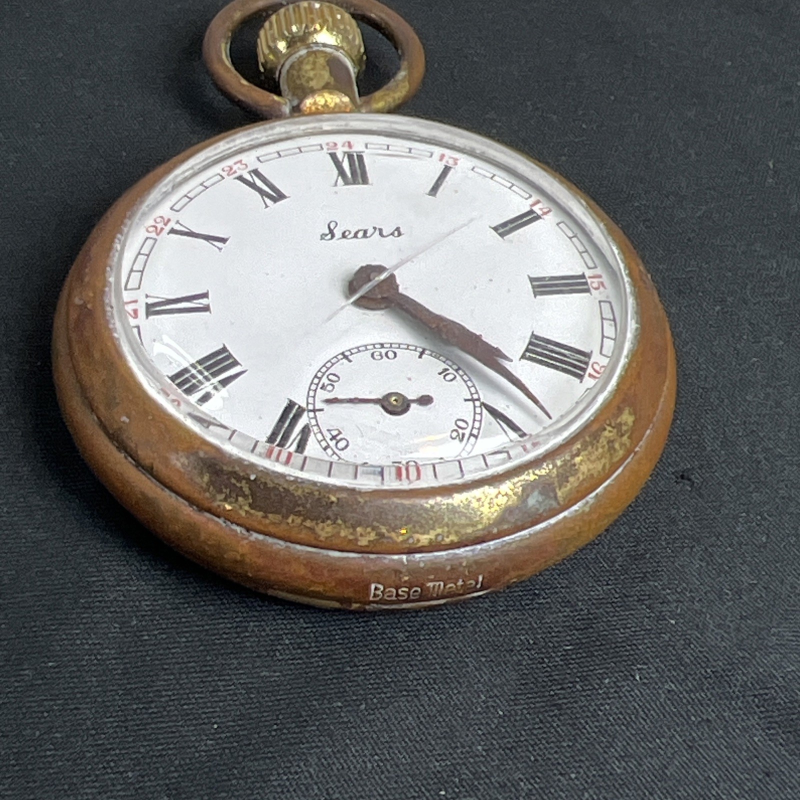 Vintage Sears Pocket Watch Made in Great Britain FOR PARTS or REPAIR Not Running